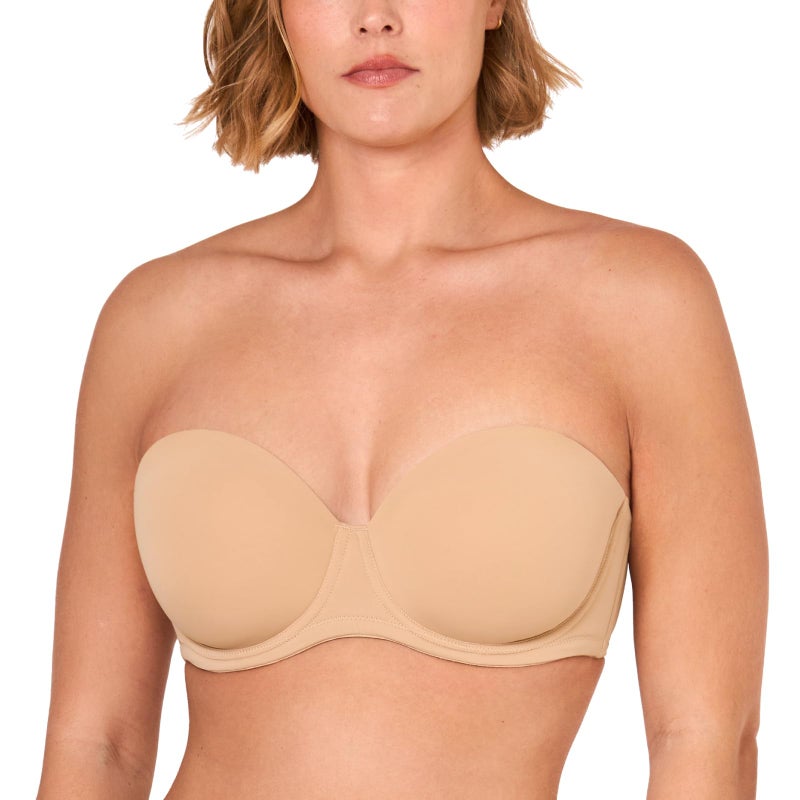 DELIMIRA Women's Underwire Contour Multiway Full Coverage Strapless Bra Plus Size Taupe Tan 36DD - Image 1